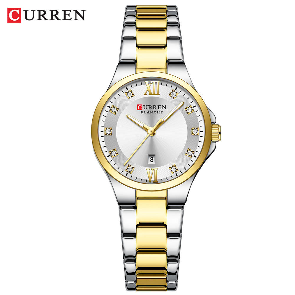 1785338977304_h8ef6ab1e6e5a4d4a89e05f45d7902091c.jpg Curren 9107 Ladies Watch – Silver Gold White - Image 1