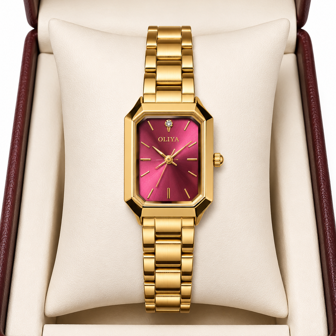 Oliya 6826 Ladies Watch – Gold Red - Image 1