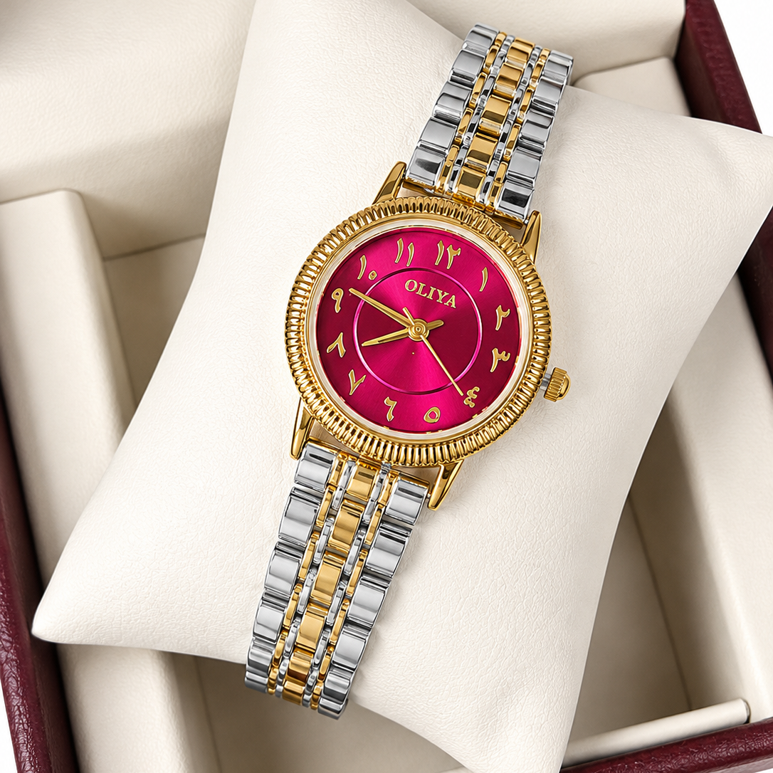 Oliya 2055 Ladies Watch – Silver Gold Red - Image 1