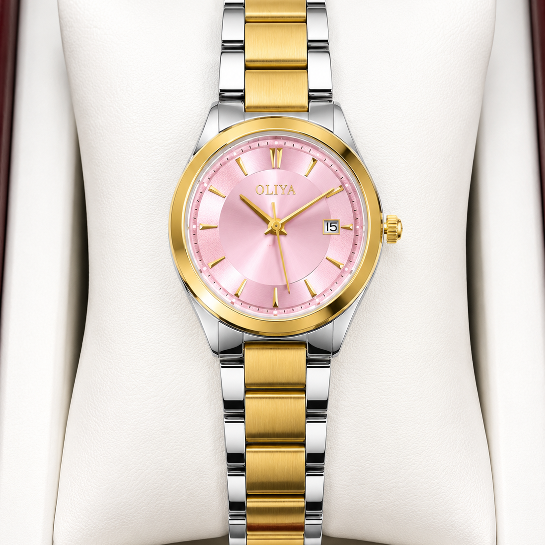 Oliya 835 Ladies Watch – Silver Gold Pink - Image 1