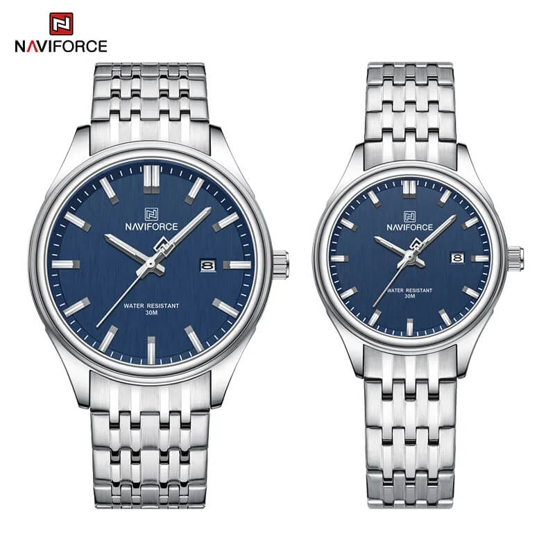 f-5 NaviForce NF8039 Watch For Couple – Blue/Silver - Image 1
