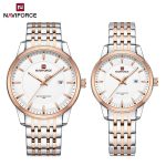 NAVIFORCE 9228 Couple Classic Watch - Sliver, Rose Gold & White