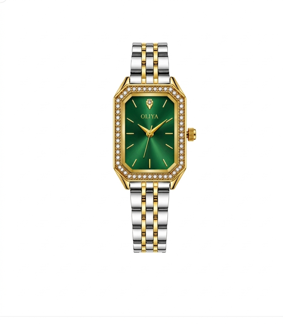 oliya-6810-ladies-watch-silver-gold-green-1 Oliya 6810 Ladies Watch – Silver Gold Green - Image 1