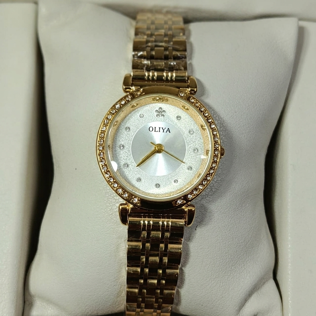 oliya-701-ladies-watch-gold-white-1 Oliya 701 Ladies Watch – Gold White - Image 1
