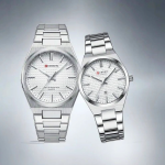 CURREN 8439 Couple Watch – Silver Color